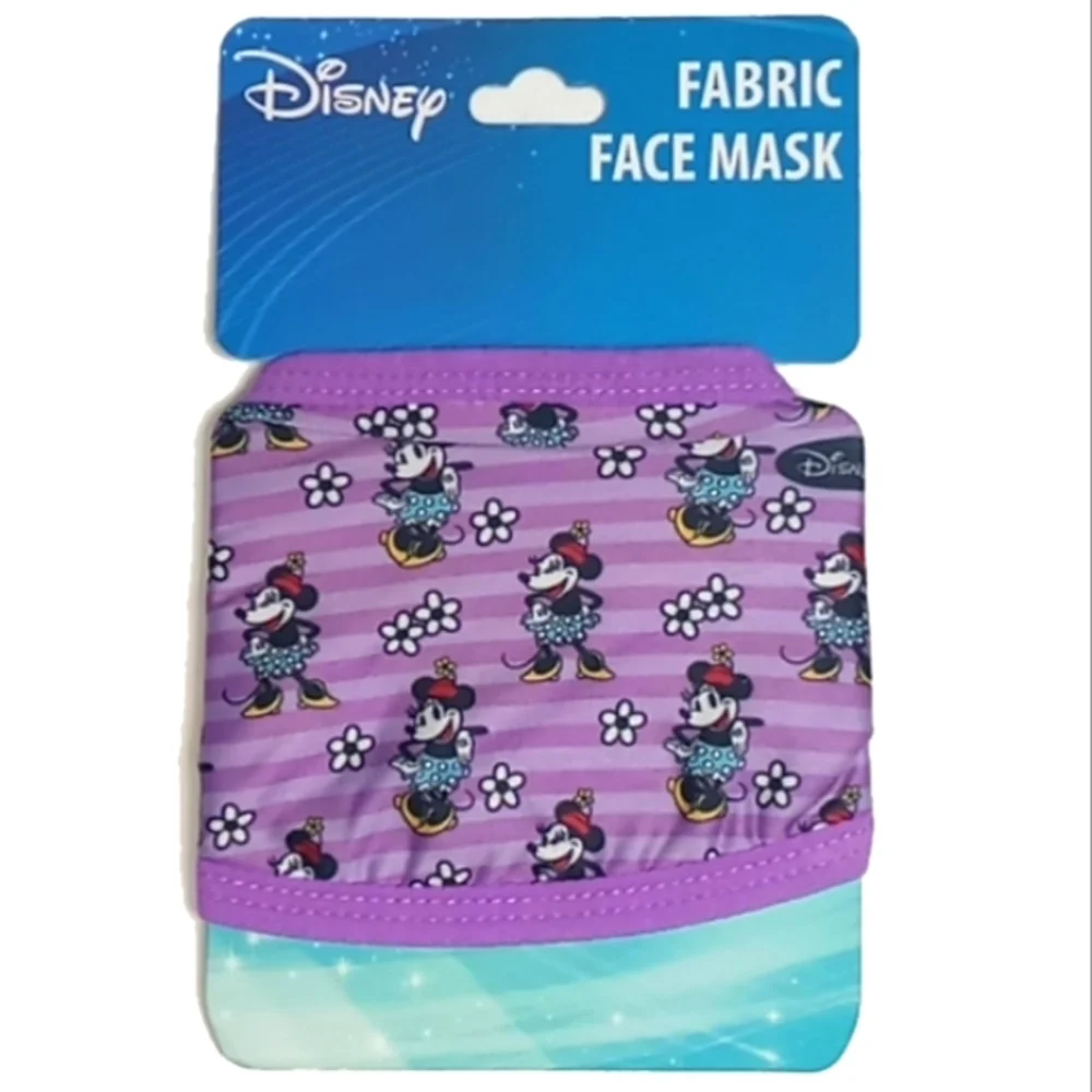 Minnie Kids Face Mask purple daisies stripes